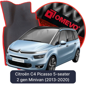 OMEVO 5D Pro EVA Mats for Citroën C4 Picasso 5-seater 2 gen Minivan (2013-2020)