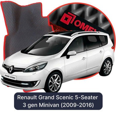 OMEVO EVA car mats for Renault Grand Scenic 5-Seater 3 gen Minivan (2009-2016)