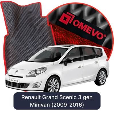 OMEVO EVA car mats for Renault Grand Scenic 7-Seater 3 gen Minivan (2009-2016)