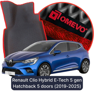 OMEVO 5D Pro EVA Mats for Renault Clio Hybrid E-Tech 5 gen Hatchback 5 doors (2019-2025)