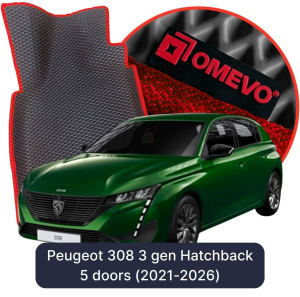 OMEVO 5D Pro EVA Mats for Peugeot 308 3 gen Hatchback 5 doors (2021-2026)