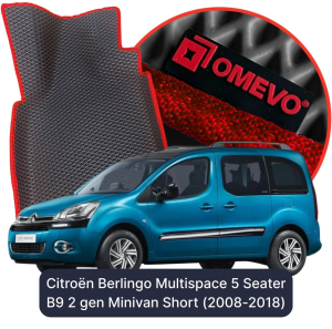 OMEVO 5D Pro EVA Mats for Citroën Berlingo Multispace 5 Seater B9 2 gen Minivan Short (2008-2018)