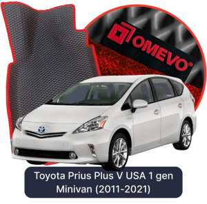 OMEVO 5D Pro EVA Mats for Toyota Prius Plus V USA 1 gen Minivan (2011-2021)
