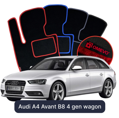Velour car mats OMEVO for Audi A4 Avant B8 4 gen Station Wagon (2007-2016)