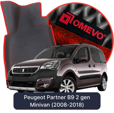 OMEVO EVA car mats for Peugeot Partner B9 2 gen Minivan (2008-2018)