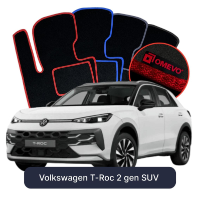 Velour car mats OMEVO for Volkswagen T-Roc 2 gen SUV (2025-2026)