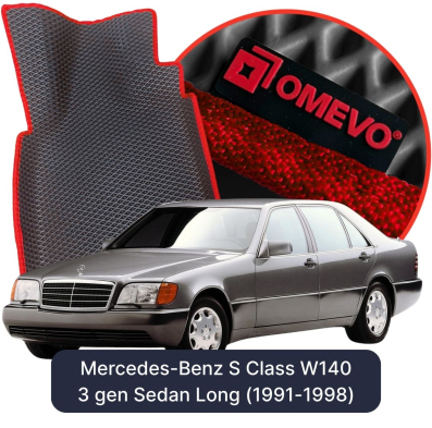 OMEVO EVA car mats for Mercedes-Benz S Class W140 3 gen Sedan Long (1991-1998)