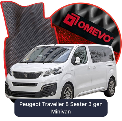 OMEVO EVA car mats for Peugeot Traveller 8-seater 3 gen Minivan (2016-2025)