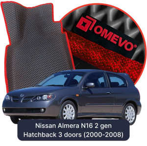 OMEVO 5D Pro EVA Mats for Nissan Almera N16 2 gen Hatchback 3 doors (2000-2008)