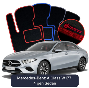 OMEVO Velour Car Mats for Mercedes-Benz A Class W177 4 gen Sedan (2019-2026)