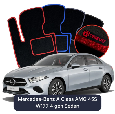 Velour car mats OMEVO for Mercedes-Benz A Class AMG 45S W177 4 gen Sedan (2019-2026)
