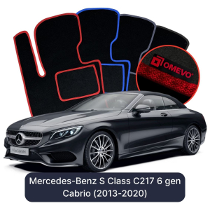 OMEVO Velour Car Mats for Mercedes-Benz S Class C217 6 gen Cabrio (2013-2020)