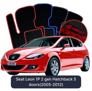 OMEVO Velour Car Mats for Seat Leon 1P 2 gen Hatchback 5 doors (2005-2012)