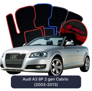 OMEVO Velour Car Mats for Audi A3 8P 2 gen Cabrio (2003-2013)