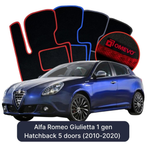 OMEVO Velour Car Mats for Alfa Romeo Giulietta 1 gen Hatchback 5 doors (2010-2020)
