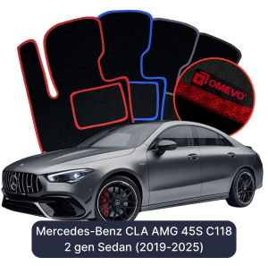 OMEVO Velour Car Mats for Mercedes-Benz CLA AMG 45S C118 2 gen Sedan (2019-2025)