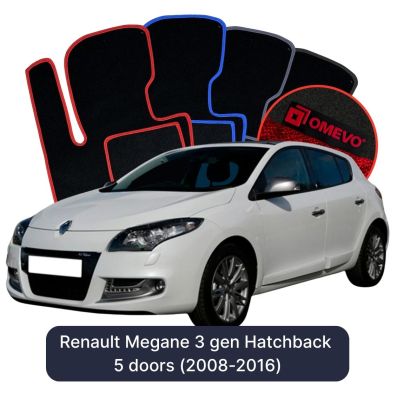 Velour car mats OMEVO for Renault Megane 3 gen Hatchback (2008-2016)