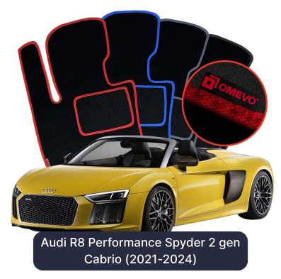 Velour car mats OMEVO for Audi R8 Performance Spyder 2 gen Cabrio (2021-2024)