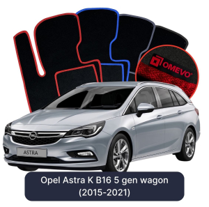 OMEVO Velour Car Mats for Opel Astra K B16 5 gen Station Wagon (2015-2021)