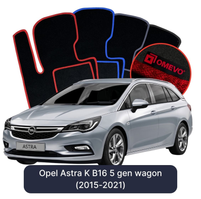 Velour car mats OMEVO for Opel Astra K B16 5 gen Station Wagon (2015-2021)