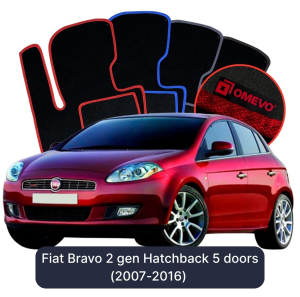 OMEVO Velour Car Mats for Fiat Bravo 2 gen Hatchback 5 doors (2007-2016)