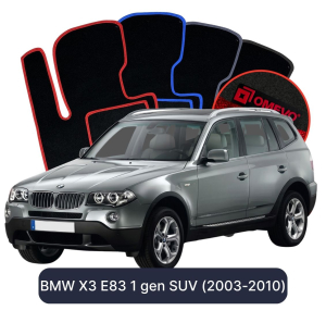 OMEVO Velour Car Mats for BMW X3 E83 1 gen SUV (2003-2010)