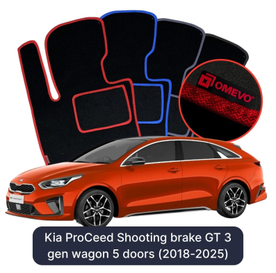 Velour car mats OMEVO for Kia ProCeed Shooting brake GT 3 gen Station Wagon 5 doors (2018-2025)
