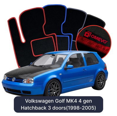 Velour car mats OMEVO for Volkswagen Golf MK4 4 gen Hatchback 3 doors (1998-2005)