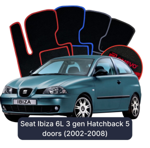 OMEVO Velour Car Mats for Seat Ibiza 6L 3 gen Hatchback 5 doors (2002-2008)