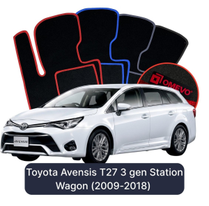 OMEVO Velour Car Mats for Toyota Avensis T27 3 gen Station Wagon (2009-2018)