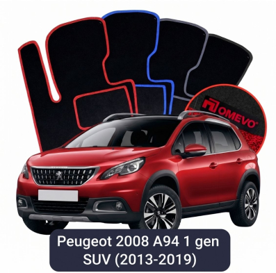 Velour car mats OMEVO for Peugeot 2008 A94 1 gen SUV (2013-2019)