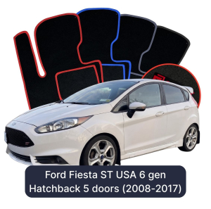 OMEVO Velour Car Mats for Ford Fiesta ST USA 6 gen Hatchback 5 doors (2008-2017)