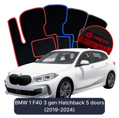 Velour car mats OMEVO for BMW 1 F40 3 gen Hatchback 5 doors (2019-2024)