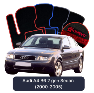 OMEVO Velour Car Mats for Audi A4 B6 2 gen Sedan (2000-2005)