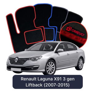 OMEVO Velour Car Mats for Renault Laguna X91 3 gen Liftback (2007-2015)