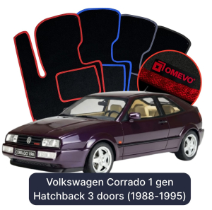 OMEVO Velour Car Mats for Volkswagen Corrado 1 gen Hatchback 3 doors (1988-1995)