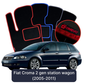 OMEVO Velour Car Mats for Fiat Croma 2 gen Station Wagon (2005-2011)