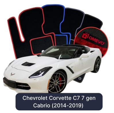 Velour car mats OMEVO for Chevrolet Corvette C7 7 gen Cabrio (2014-2019)
