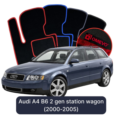 Velour car mats OMEVO for Audi A4 B6 2 gen Station Wagon (2000-2005)