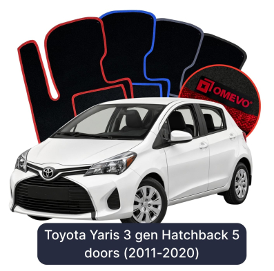 Velour car mats OMEVO for Toyota Yaris 3 gen Hatchback 5 doors (2011-2020)