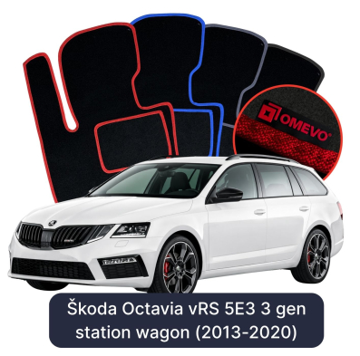 Velour car mats OMEVO for Škoda Octavia vRS 5000 3 gen Station Wagon (2013-2020)