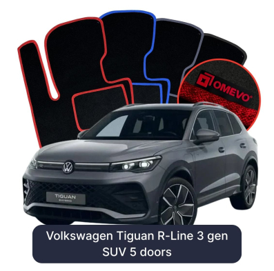 Velour car mats OMEVO for Volkswagen Tiguan R-Line 3 gen SUV 5-door (2024-2025)