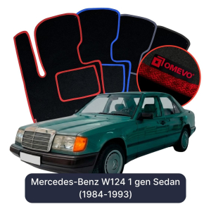 OMEVO Velour Car Mats for Mercedes-Benz W124 1 gen Sedan (1984-1993)