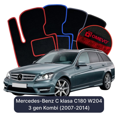 Velour car mats OMEVO for Mercedes-Benz C Class C180 W204 3 gen Station Wagon (2007-2014)