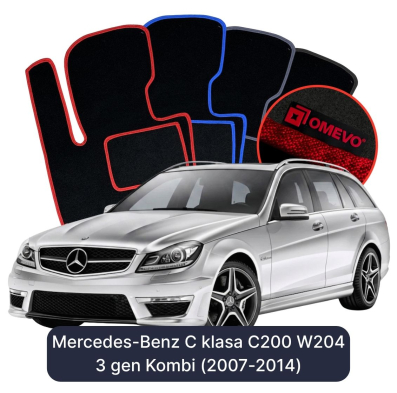 Velour car mats OMEVO for Mercedes-Benz C Class C200 W204 3 gen Station Wagon (2007-2014)