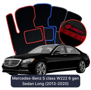 OMEVO Velour Car Mats for Mercedes-Benz S Class W222 6 gen Sedan Long (2013-2020)