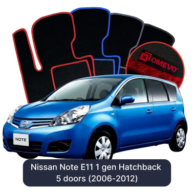 Velour car mats OMEVO for Nissan Note E11 1 gen Hatchback 5 doors (2006-2012)