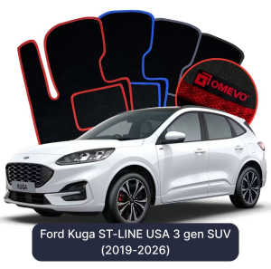 OMEVO Velour Car Mats for Ford Kuga ST-LINE USA 3 gen SUV (2019-2026)