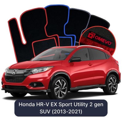 Velour car mats OMEVO for Honda HR-V EX Sport Utility 2 gen SUV (2013-2021)
