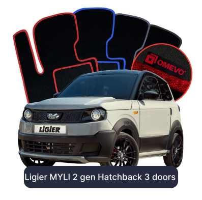 Velour car mats OMEVO for Ligier MYLI 2 gen Hatchback 3 doors (2024-2026)